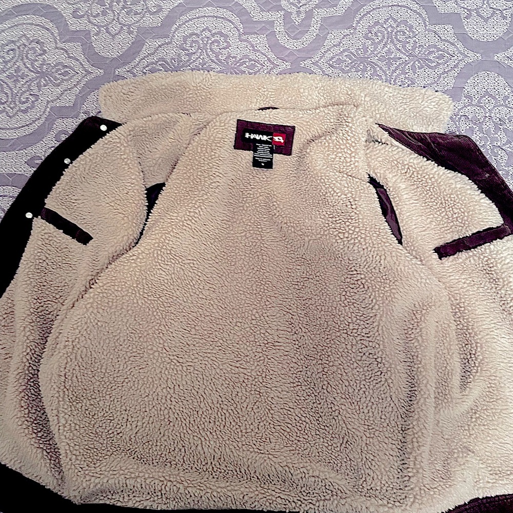 ORIGINAL TONY HAWK WOOL LINED BROWN CORDUROY VERY WARM STYLISH BUTTON UP JACKET.